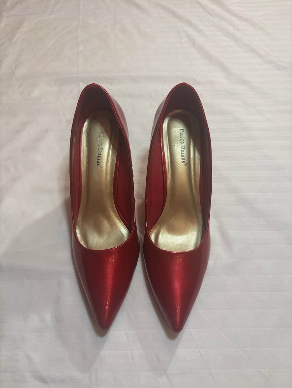 Pierre Dumas Shiny Red Pointed-Toe High Heels